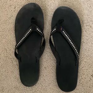 Black Rainbow sandals with crystals